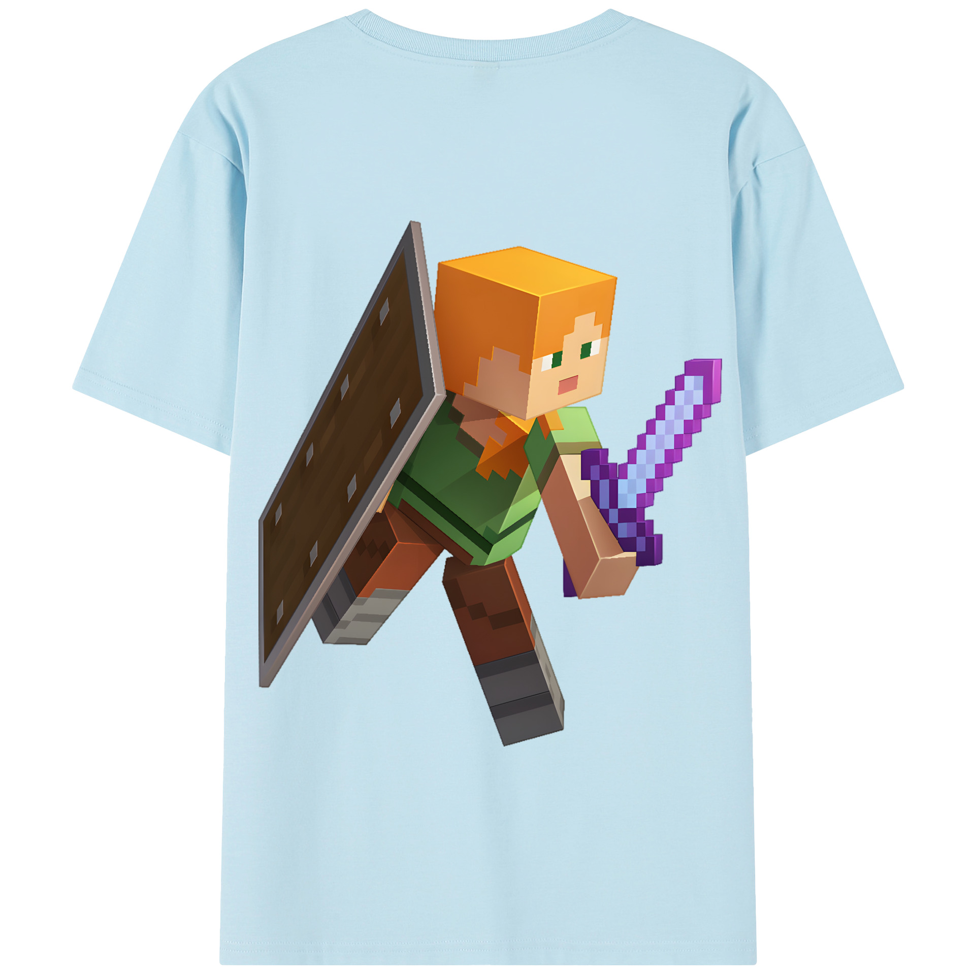 （画像用） マインクラフト ブロックの世界 Minecraft MC Block world 綿100％半袖Tシャツ（背面プリント）